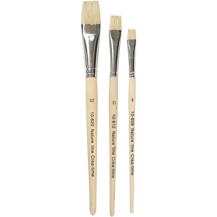 Nature Line Pensel, nr. 8+12+20, L: 18,5-20,5 cm, B: 10-20 mm, flat, 3 stk./ 1 pk.