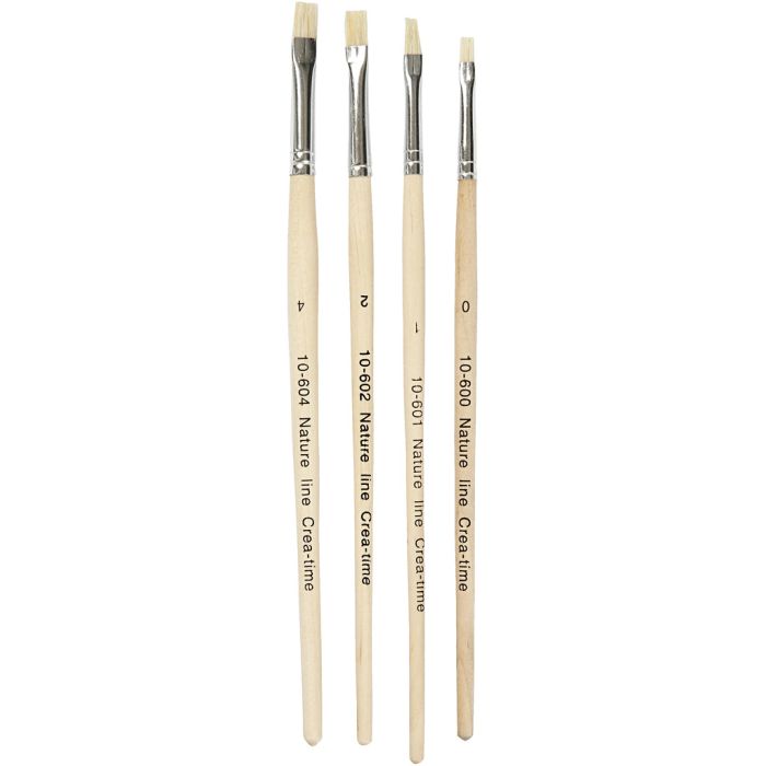 Nature Line Pensel, nr. 00+1+2+4, L: 18,5-19 cm, B: 5-7 mm, flat, 4 stk./ 1 pk.