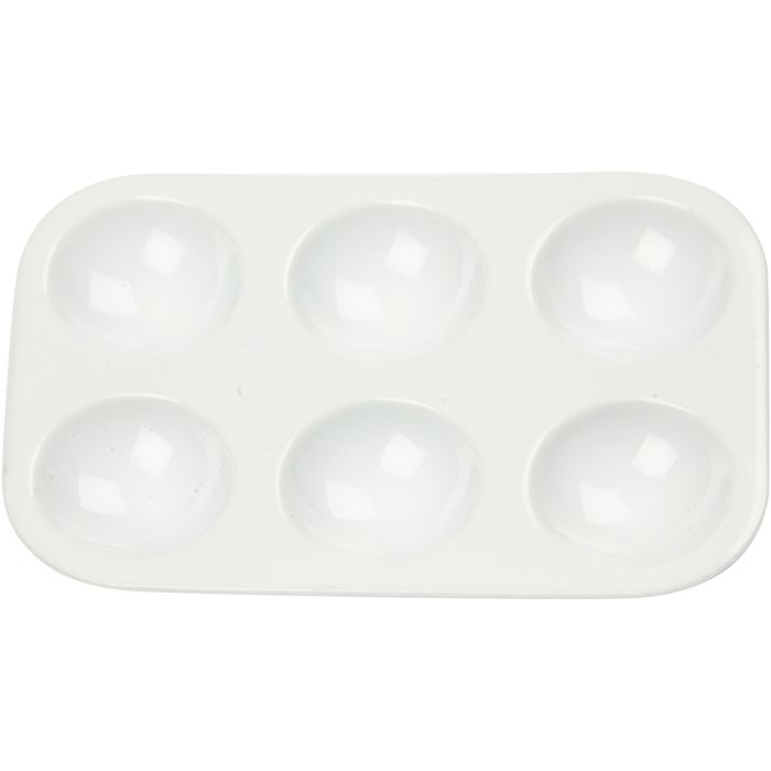 Palett, Rektangulær palett med 6 rom, str. 13x8,5 cm, hvit, 1 stk.