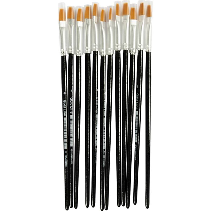 Gold Line pensler, nr. 4, L: 18.5 cm, flat, 12 stk./ 1 pk.