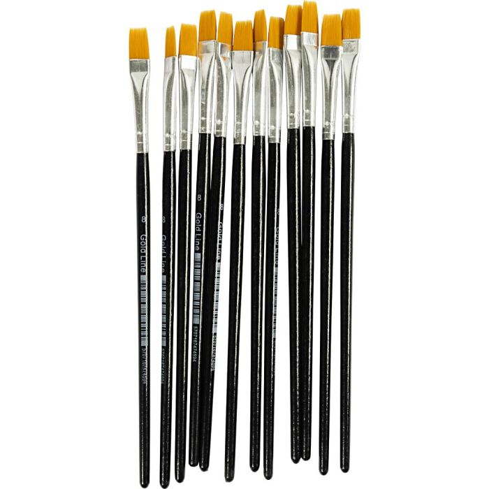 Gold Line pensler, nr. 8, L: 18,5 cm, B: 8 mm, flat, 12 stk./ 1 pk.