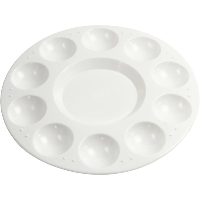 Palett, Rund palett med 11 rom, dia. 17 cm, hvit, 1 stk.