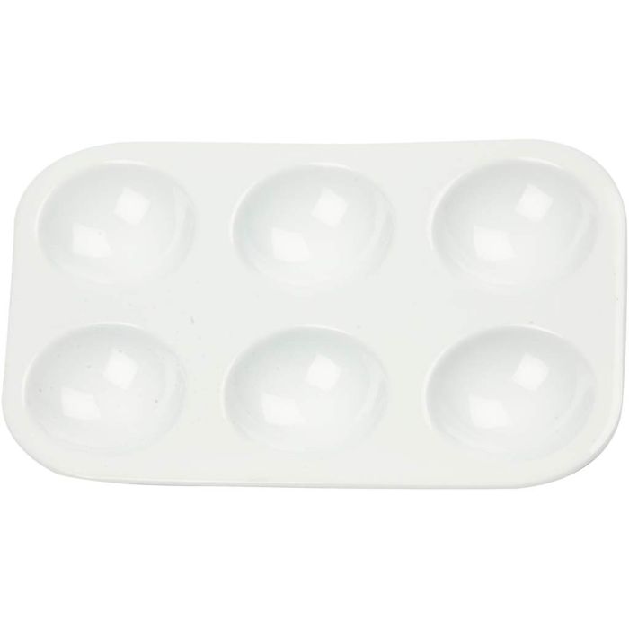 Palett, Rektangulær palett med 6 rom, str. 13x8,5 cm, hvit, 10 stk./ 1 pk.