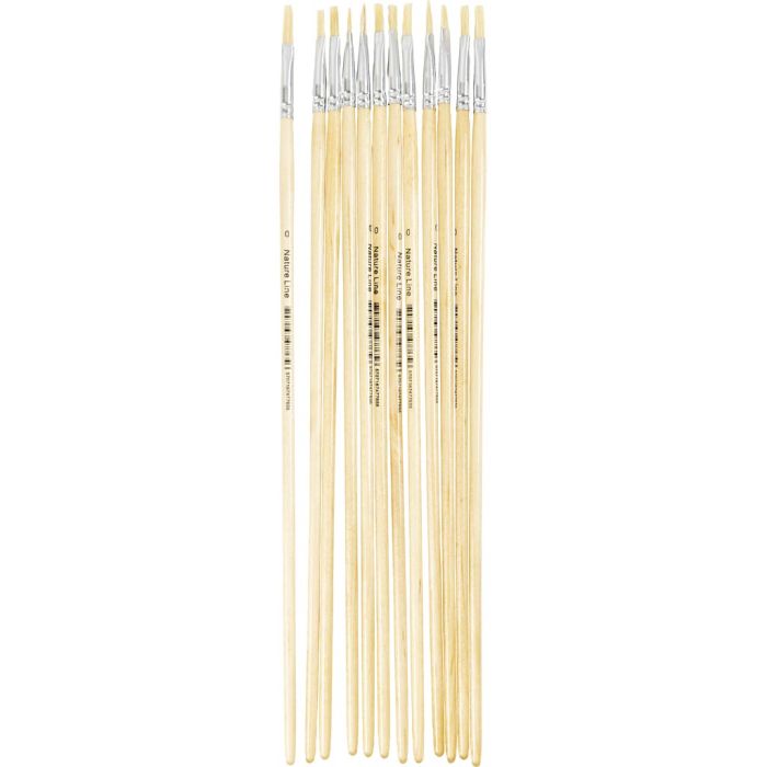 Nature Line Pensel, nr. 0, B: 4 mm, langt skaft, 12 stk./ 1 pk.