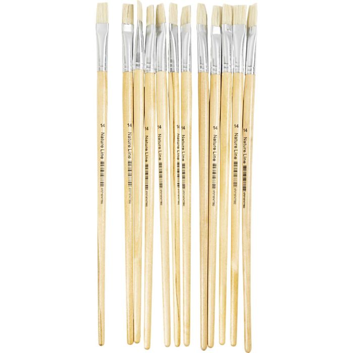 Nature Line Pensel, nr. 14, L: 32 cm, B: 12 mm, langt skaft, 12 stk./ 1 pk.