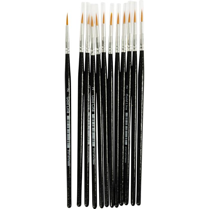 Gold Line pensler, nr. 2, L: 17 cm, B: 2 mm, rund, 12 stk./ 1 pk.