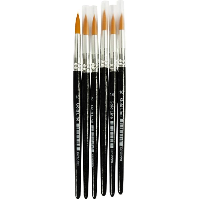 Gold Line pensler, nr. 18, L: 20 cm, B: 7 mm, rund, 6 stk./ 1 pk.