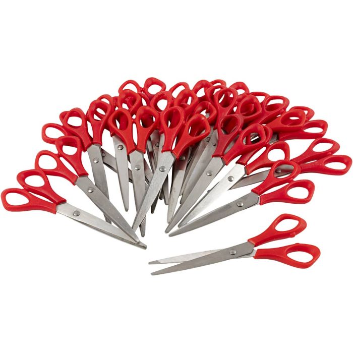 Skolesaks, L: 16 cm, spiss, venstre, rød, 24 stk./ 1 pk.