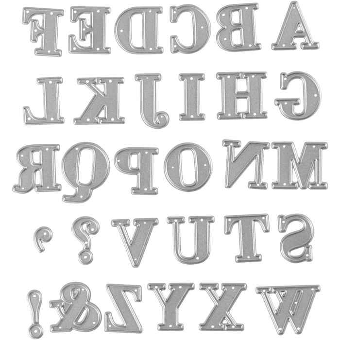 Skjæresjablong, alfabet, str. 2x1,5-2,5 cm, 1 stk.