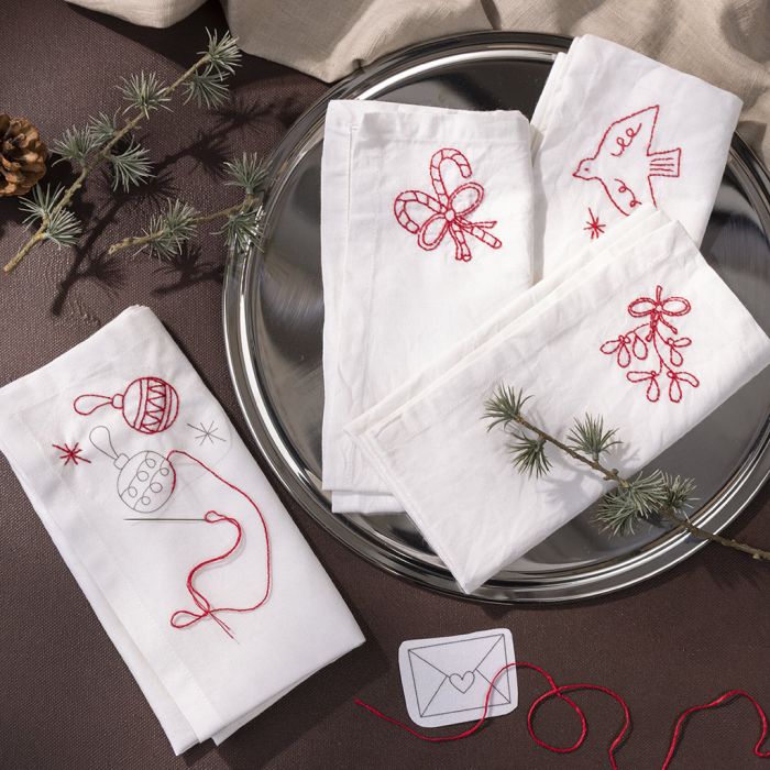 Juleservietter med broderi