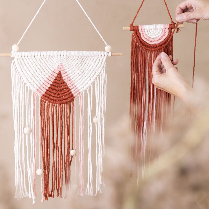 Macramé-oppheng i to størrelser