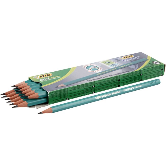 BIC Evolution Blyant, L: 17,5 cm, HB, tykkelse 7 mm, mine 2 mm, 12 stk./ 1 pk.