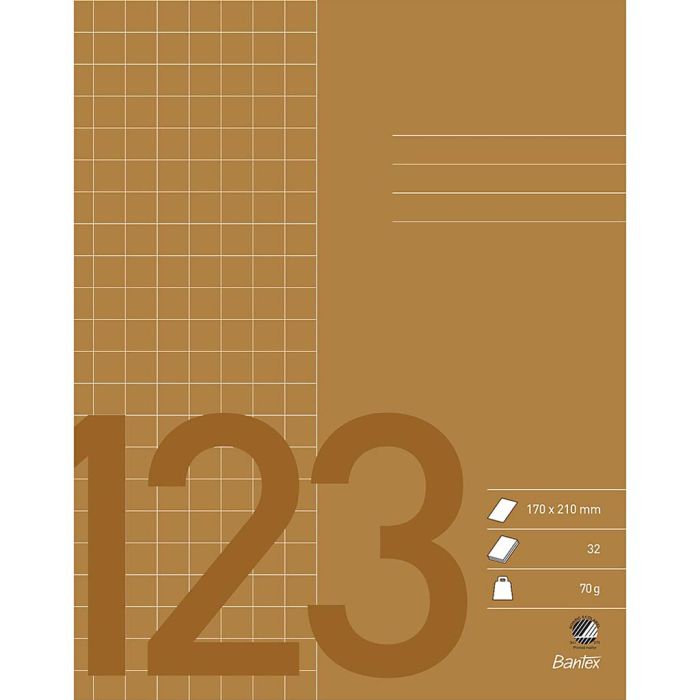 Regnebok, str. 17x21 cm, 64, ruter 10 × 10 mm, 70 g, brun, 32 ark, 20 stk./ 1 pk.