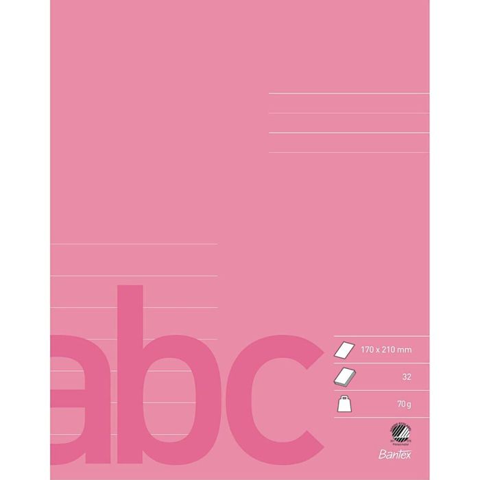 Skrivebok, str. 17x21 cm, 64, ½ side blank, ½ side 7 linjer 14,5 mm, 70 g, pink, 32 ark, 20 stk./ 1 pk.
