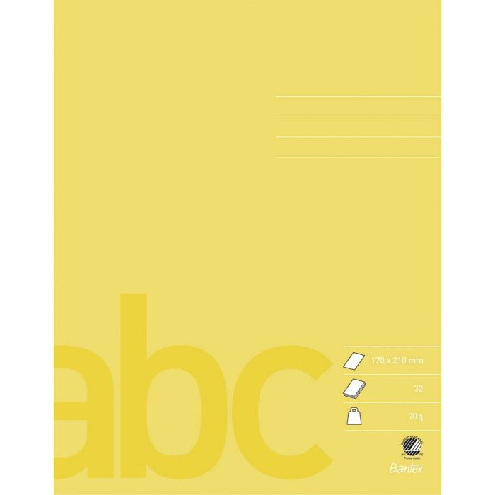 Skrivebok, str. 17x21 cm, 64, blanke sider, 70 g, gul, 32 ark, 120 stk./ 1 pk.