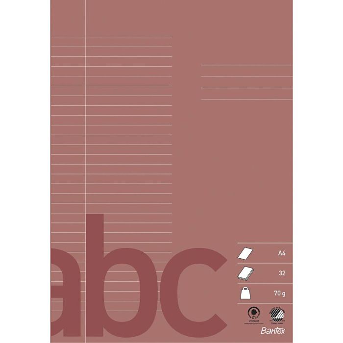 Skolearbeidsbok, A4, str. 21x29,7 cm, 64, 29 linjer, 70 g, brun, 32 ark, 80 stk./ 1 pk.