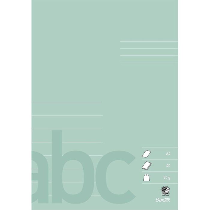 Skrivebok, A4, str. 21x29,7 cm, 80, ½ side blank, ½ side 8 linjer 19,5 mm, 70 g, støvete grønn, 40 ark, 10 stk./ 1 pk.