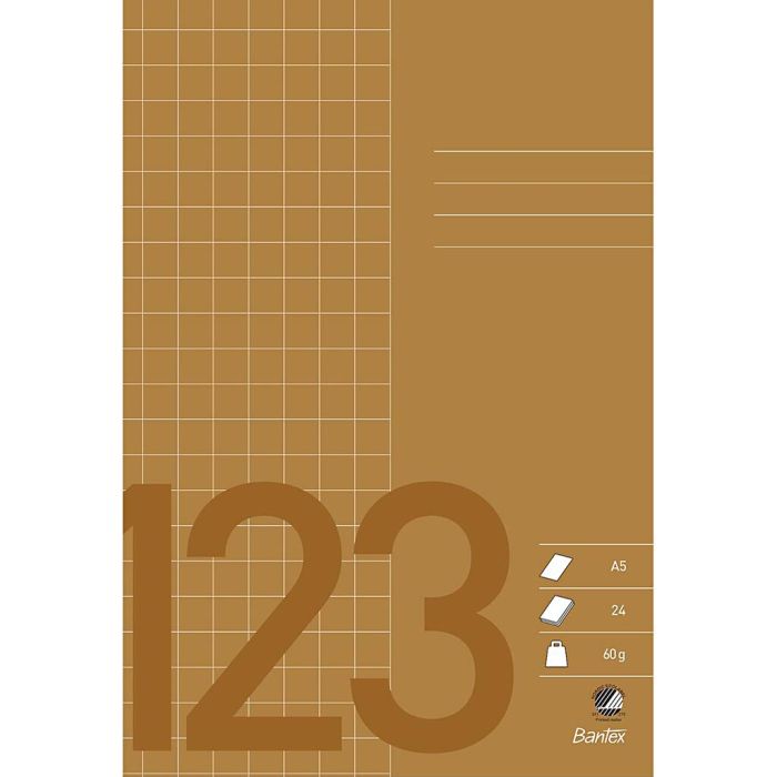 Regnebok, A5, str. 14,8x21 cm, 48, ruter 10 × 10 mm, 60 g, brun, 24 ark, 25 stk./ 1 pk.