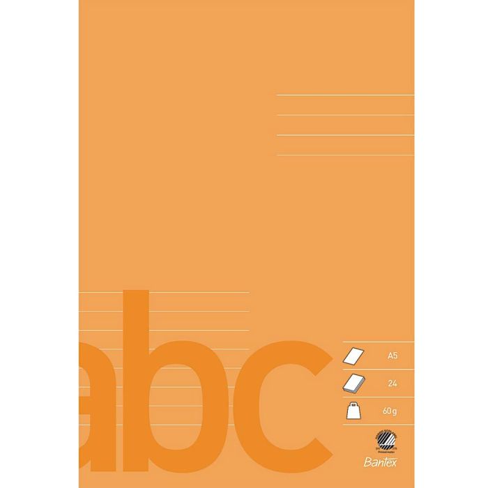 Skrivebok, A5, str. 14,8x21 cm, 48, 11½ linjer 8,5 mm, 60 g, orange, 24 ark, 25 stk./ 1 pk.