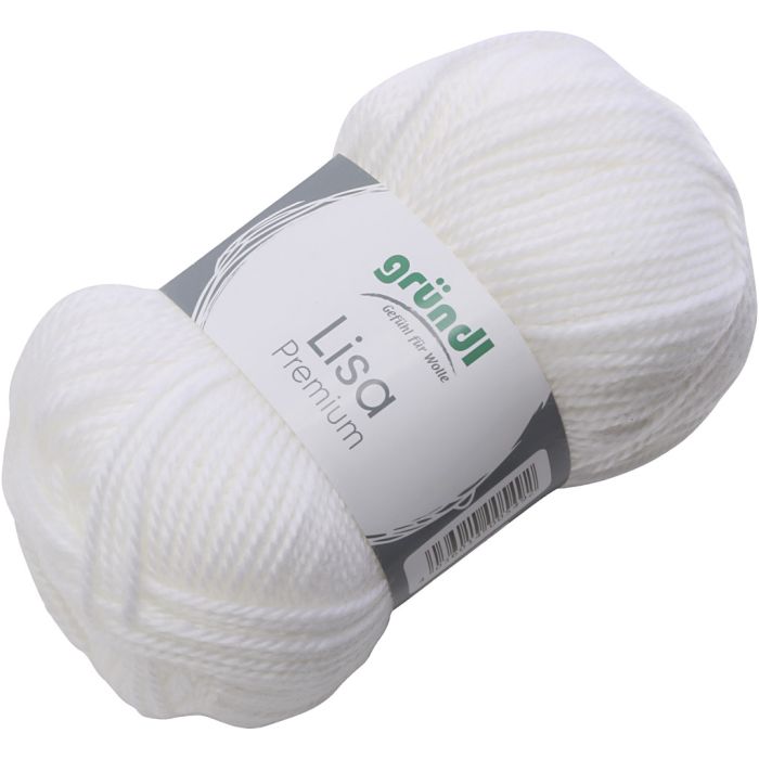 Acrylgarn, hvit, 50 g/ 1 nst.