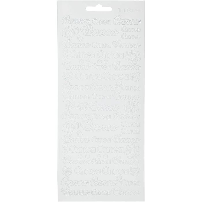 Stickers, Onnea, ark 10x23 cm, hvit, 1 ark