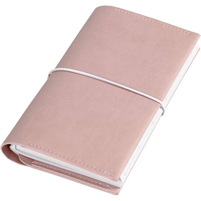 Kalender, str. 10x18x1,5 cm, elastisk lukking, rosa, 1 stk.