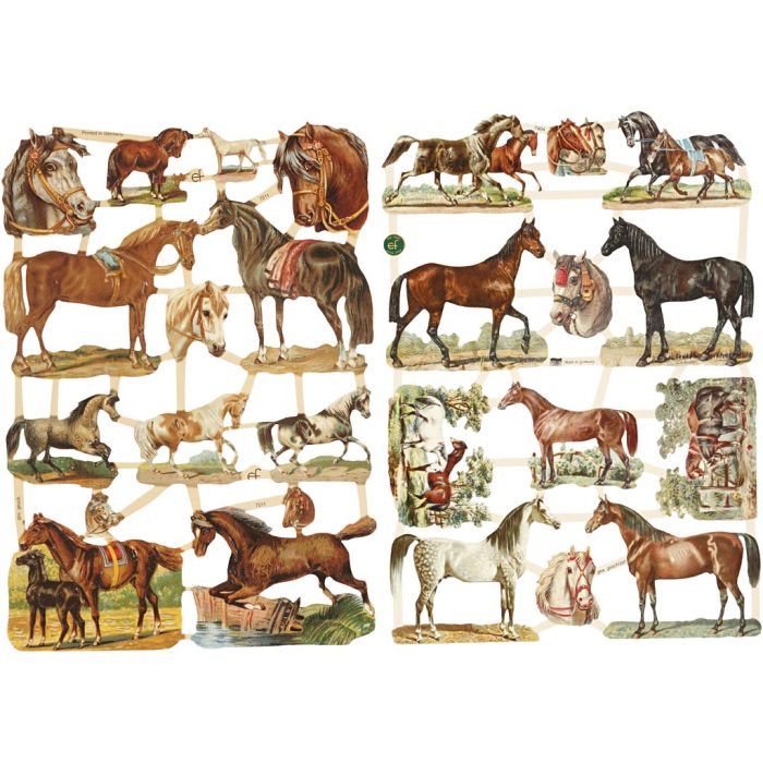 Glansbilder, hester, ark 16,5x23,5 cm, 2 ark/ 1 pk.