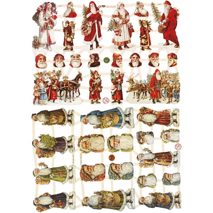 Glansbilder, julenisser, ark 16,5x23,5 cm, 2 ark/ 1 pk.