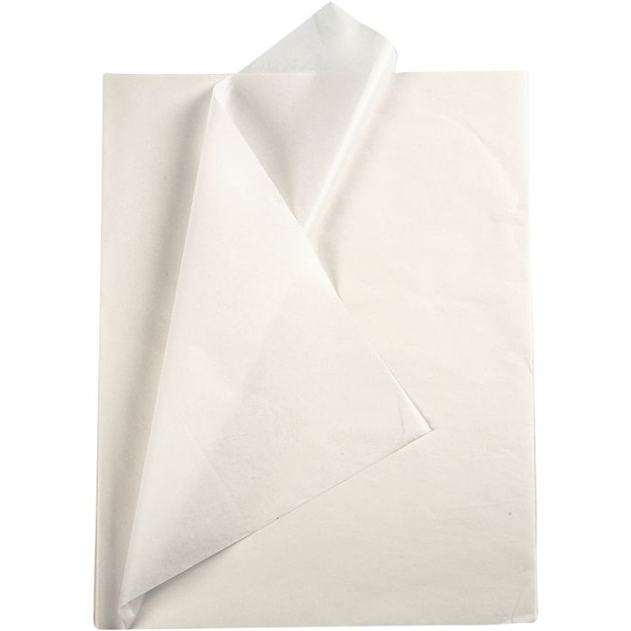 Silkepapir, ark 50x70 cm, 17 g, hvit, 10 ark/ 1 pk.