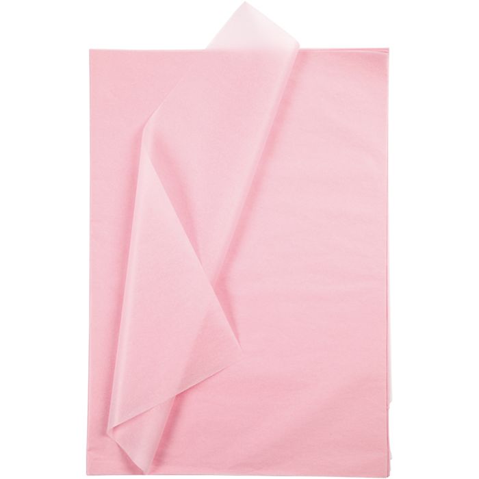 Silkepapir, ark 50x70 cm, 17 g, lys rosa, 25 ark/ 1 pk.