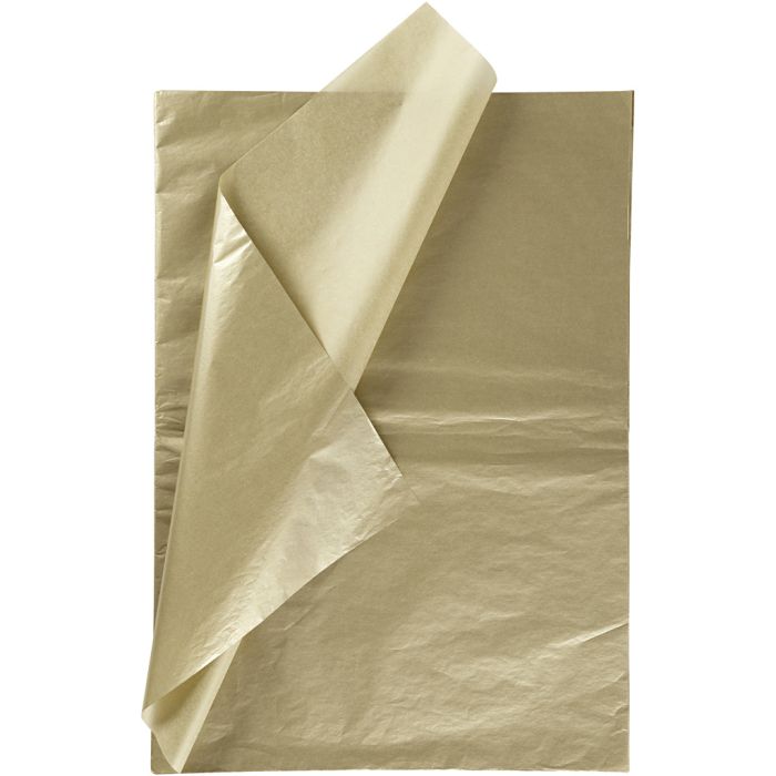 Silkepapir, ark 50x70 cm, 17 g, gull, 6 ark/ 1 pk.