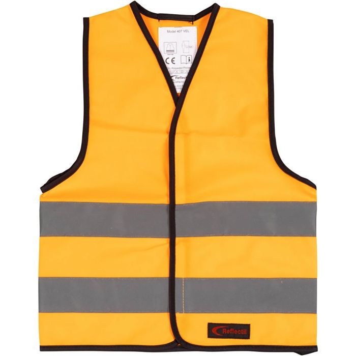 Refleksvest, XS, L: 47 cm, B: 40 cm, str. 4-6 år, orange, 1 stk.