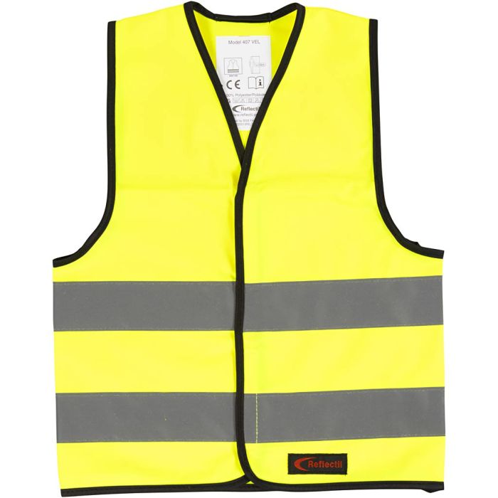 Refleksvest, XXS, L: 45 cm, B: 35 cm, str. 1-4 år, gul, 1 stk.