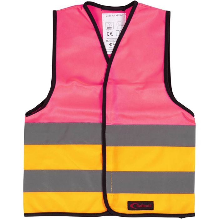 Refleksvest, XXS, L: 45 cm, B: 35 cm, str. 1-4 år, orange, pink, 1 stk.