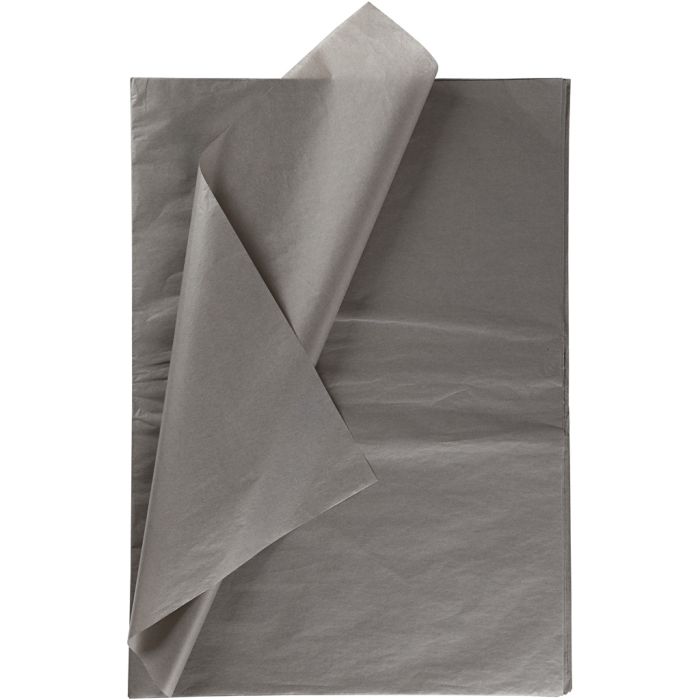 Silkepapir, ark 50x70 cm, 17 g, mørk grå, 25 ark/ 1 pk.