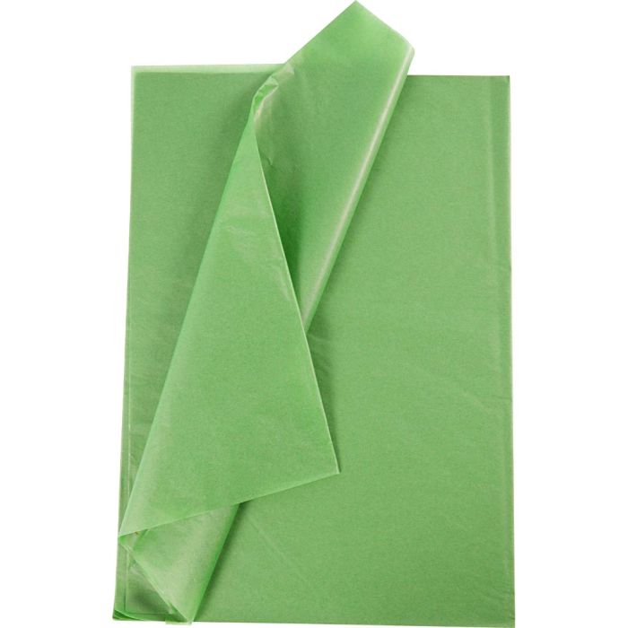 Silkepapir, ark 50x70 cm, 17 g, gressgrønn, 25 ark/ 1 pk.