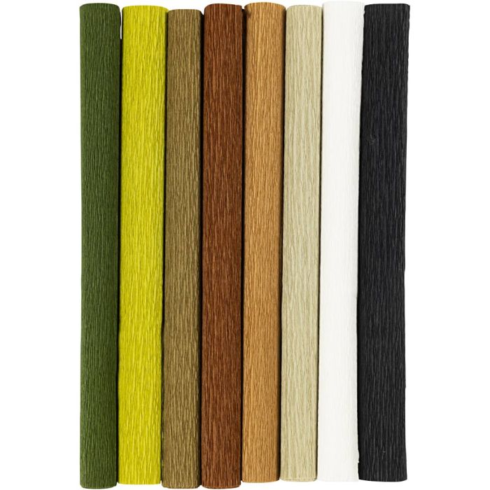 Kreppapir, ark 25x60 cm, Strekk-/krep: 180%, 105 g, natur, 8 ark/ 1 pk.