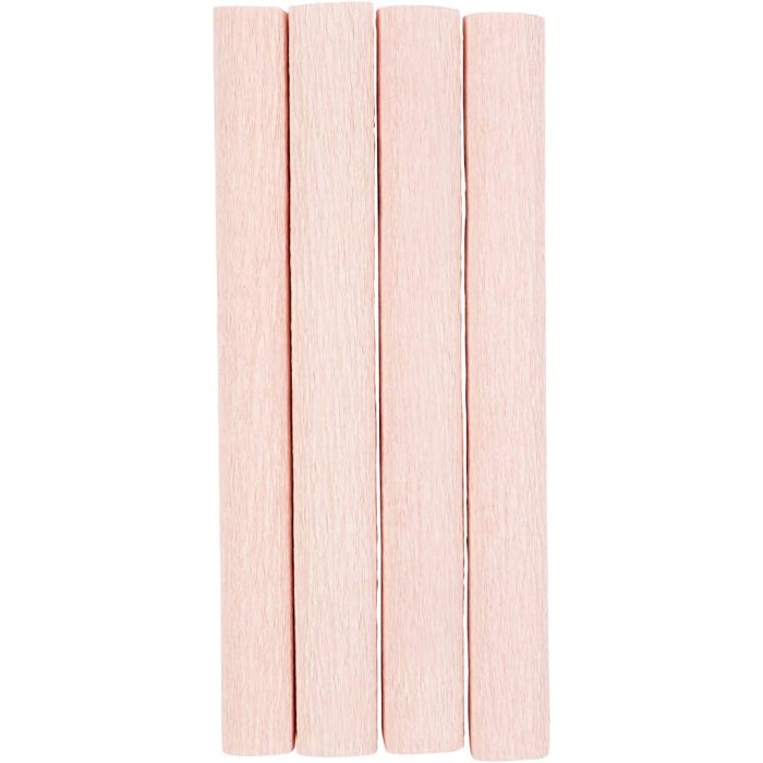 Kreppapir, ark 25x60 cm, Strekk-/krep: 180%, 105 g, soft rosa, 4 ark/ 1 pk.