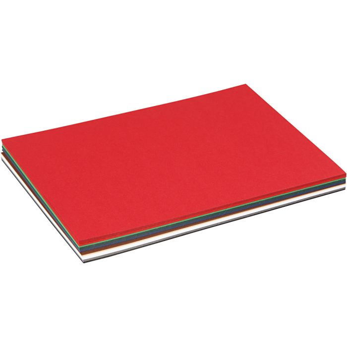 Julekartong, A5, ark 150x210 mm, 180 g, ass. farger, 60 ass. ark/ 1 pk.