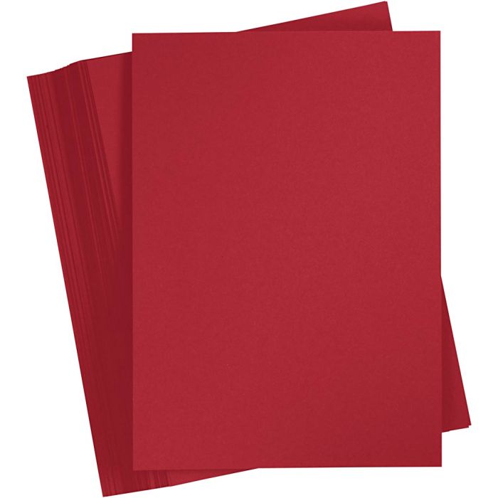 Kartong, A4, ark 210x297 mm, 180 g, julerød, 100 ark/ 1 pk.