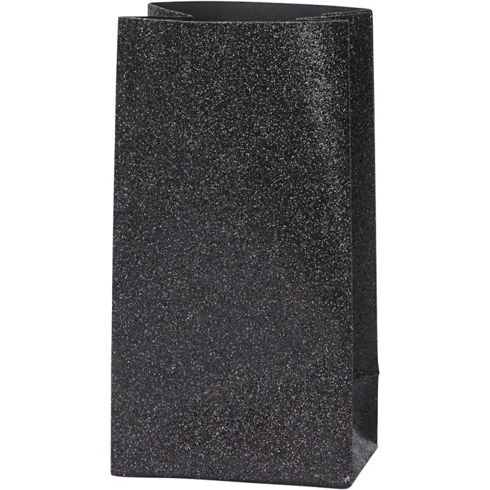 Papirpose, H: 17 cm, str. 6x9 cm, 170 g, svart, 8 stk./ 1 pk.