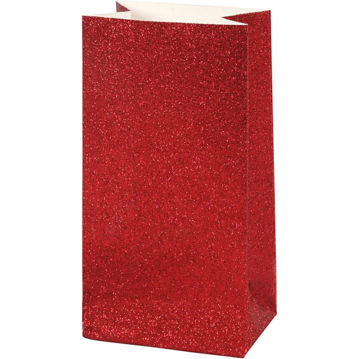 Papirpose, H: 17 cm, str. 6x9 cm, 200 g, rød, 8 stk./ 1 pk.