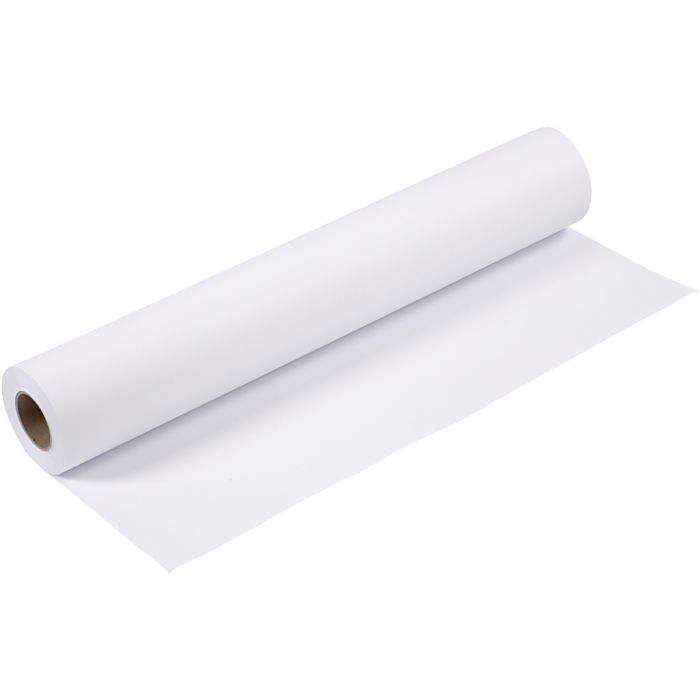 Tegnepapir på rull, B: 61 cm, 80 g, hvit, 50 m/ 1 rl.