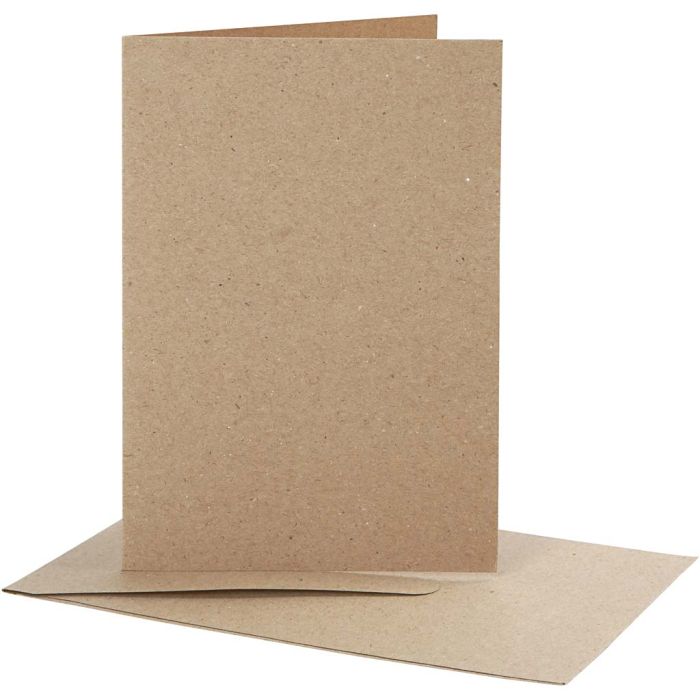 Brevkort med konvolutt, kort str. 10,5x15 cm, konvolutt str. 11,5x16,5 cm, natur, 10 sett/ 1 pk.