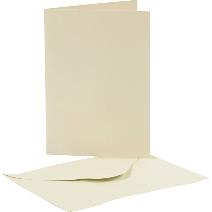 Perlemorskort og konvolutt, kort str. 10,5x15 cm, konvolutt str. 11,5x16,5 cm, creme, 10 sett/ 1 pk.