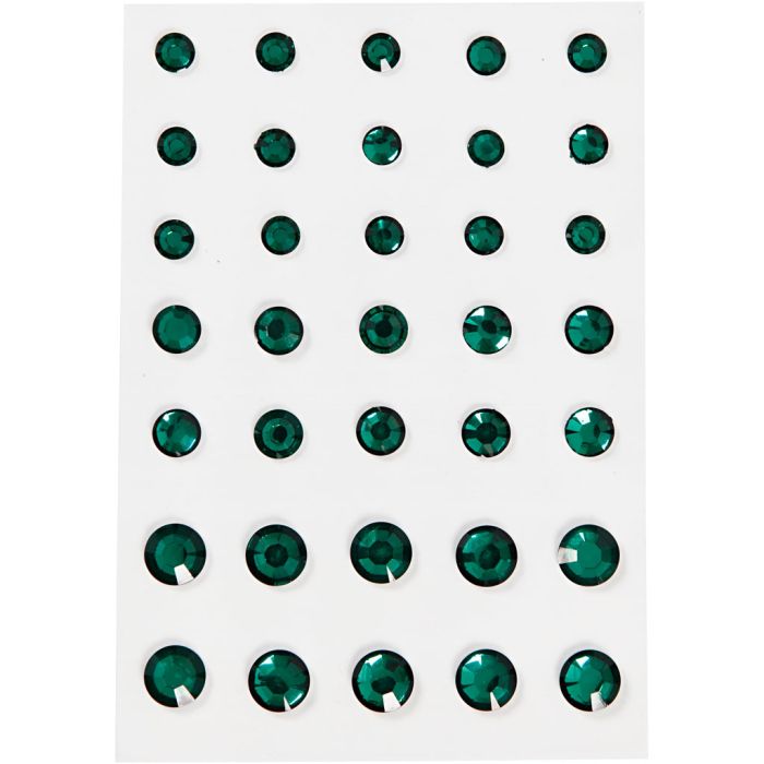 Rhinstein, rund kjegle, str. 6+8+10 mm, grønn, 35 stk./ 1 pk.