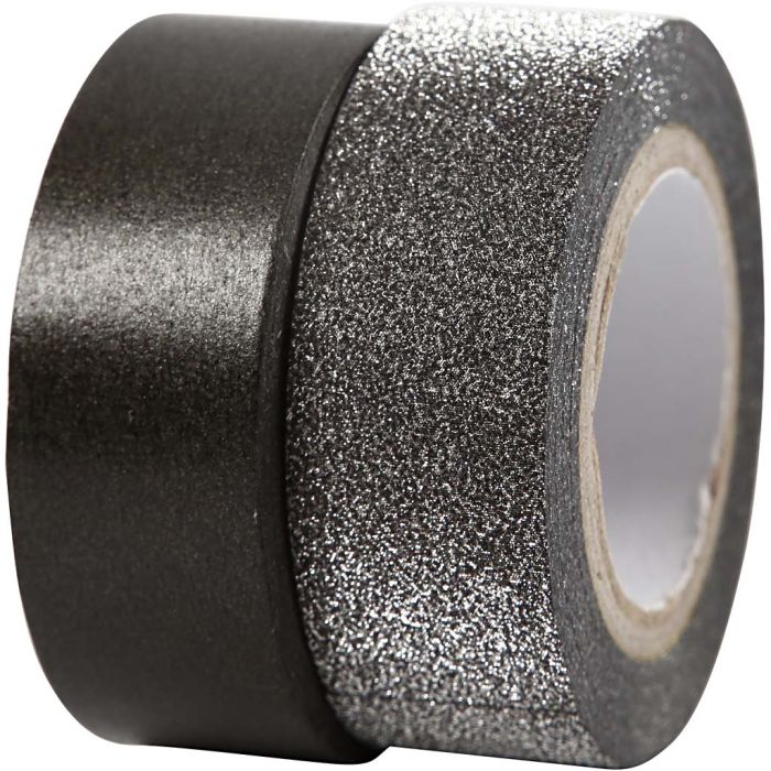 Designtape, B: 15 mm, svart, 2 rl./ 1 pk.