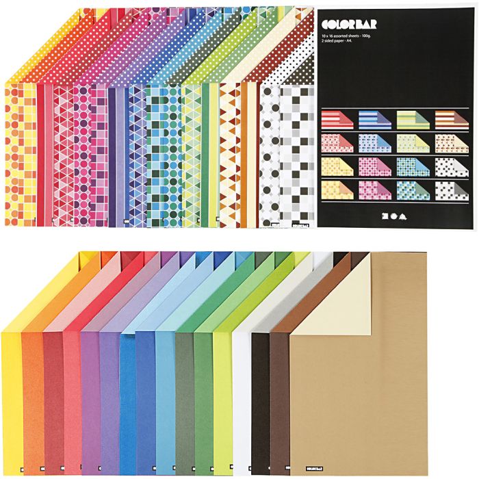 Color Bar Rivekartong, A4, ark 210x297 mm, 250 g, ass. farger, 32x10 ark/ 1 pk.