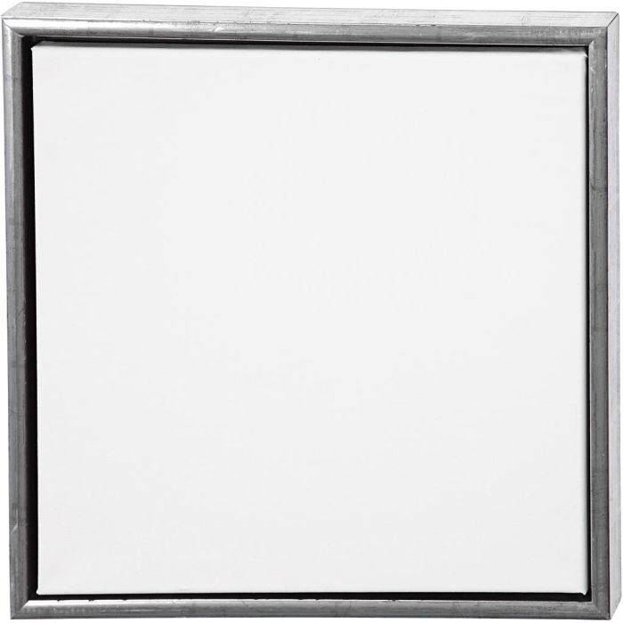 Lerret met ramme, str. 40x40 cm, 360 g, antikk sølv, hvit, 1 stk.