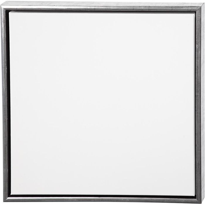 Lerret met ramme, str. 50x50 cm, 360 g, antikk sølv, hvit, 1 stk.